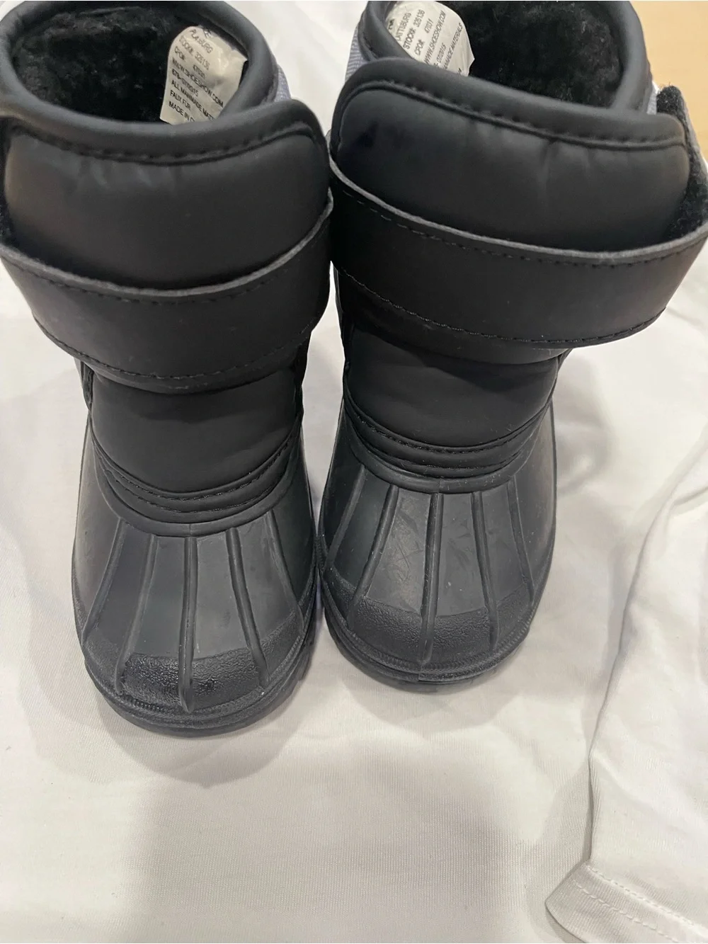 Kids Waterproof Black Snow Boots with Adjustable Strap